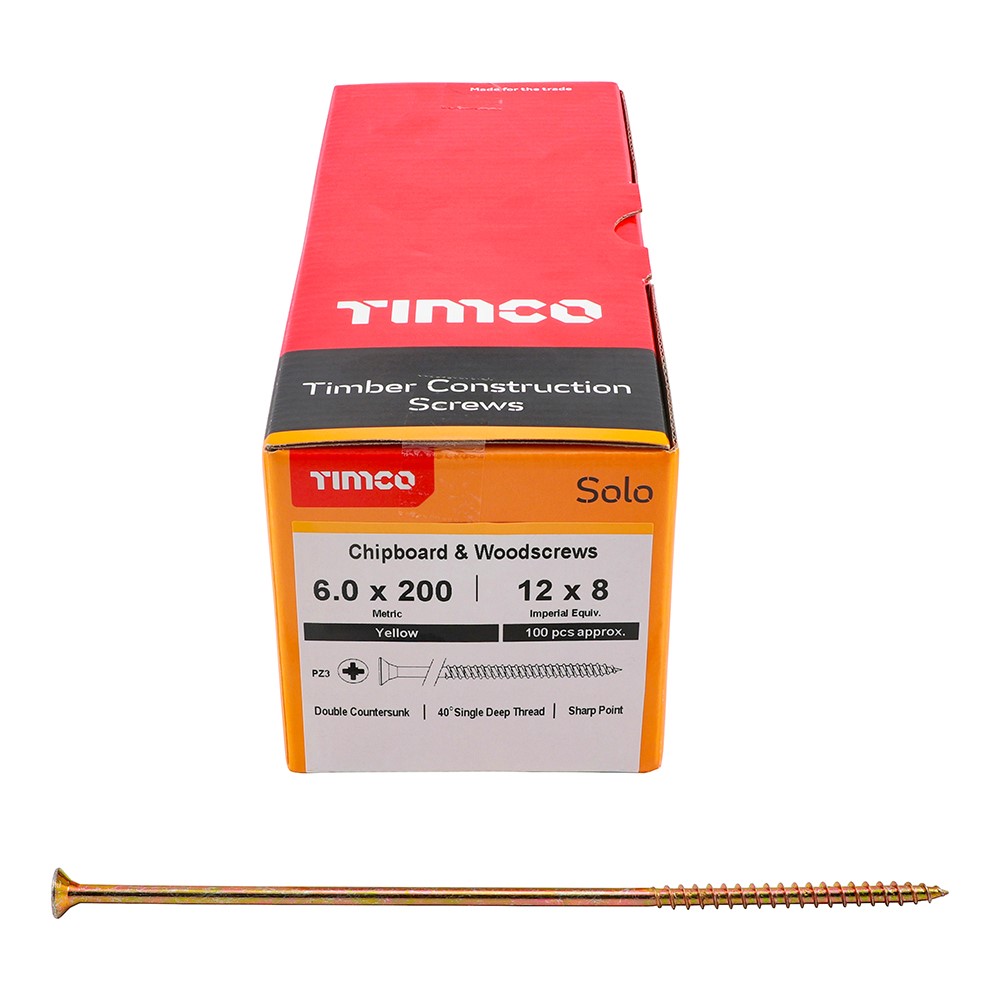 TIMCO Solo Woodscrews - PZ - 6.0 x 200mm (100 Pack)