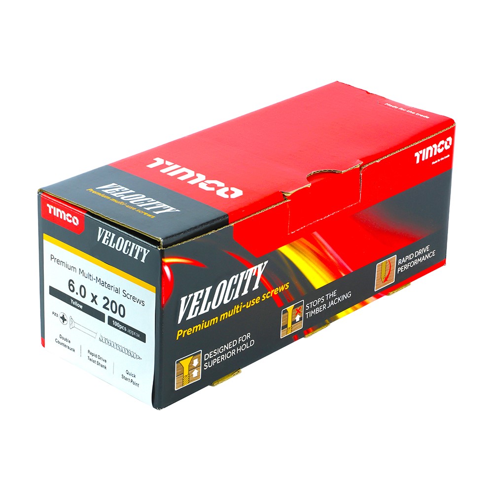 TIMCO Velocity Premium Multi-Use Screws - PZ - 6.0 x 200mm (100 Pack)