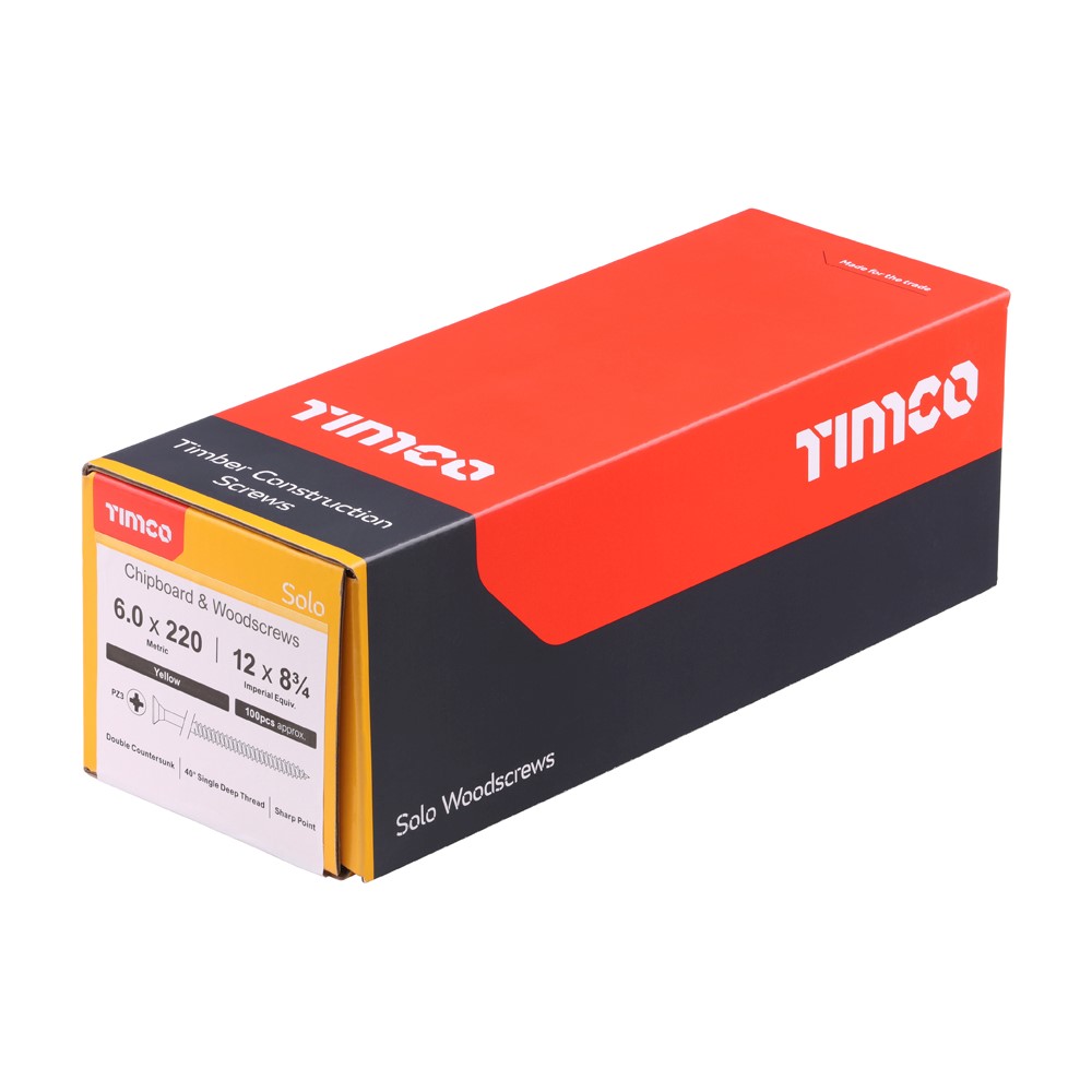 TIMCO Solo PZ3 Countersunk ZYP Woodscrews 6.0 x 220mm (100 Pack)
