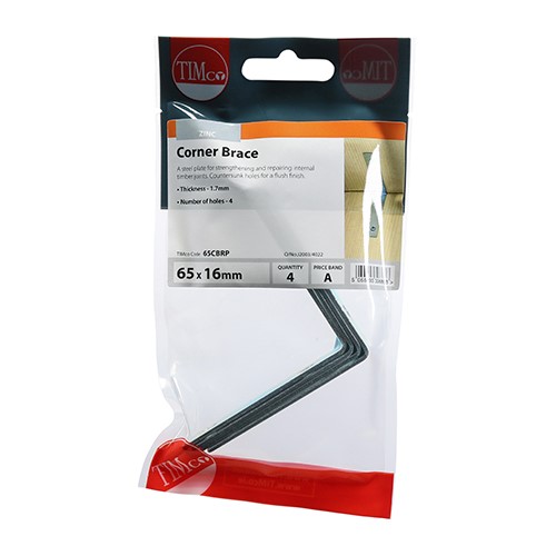 TIMCO Corner Braces - Zinc 65 x 65 x 16mm (4)