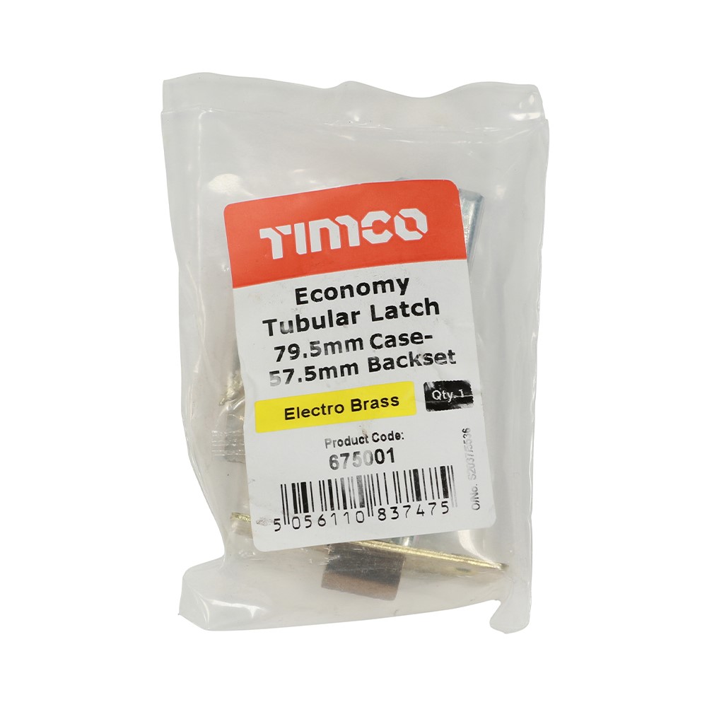 TIMCO Economy Tubular Latch - Electro Brass 79.5mm Case / 57.5mm Backset