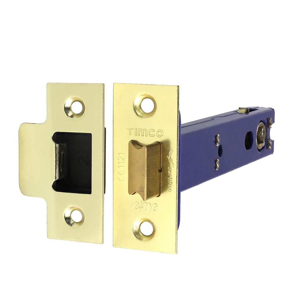 TIMCO Architectural Tubular Latch - Electro Brass & Satin Nickel 128mm Case / 107.5mm Backset