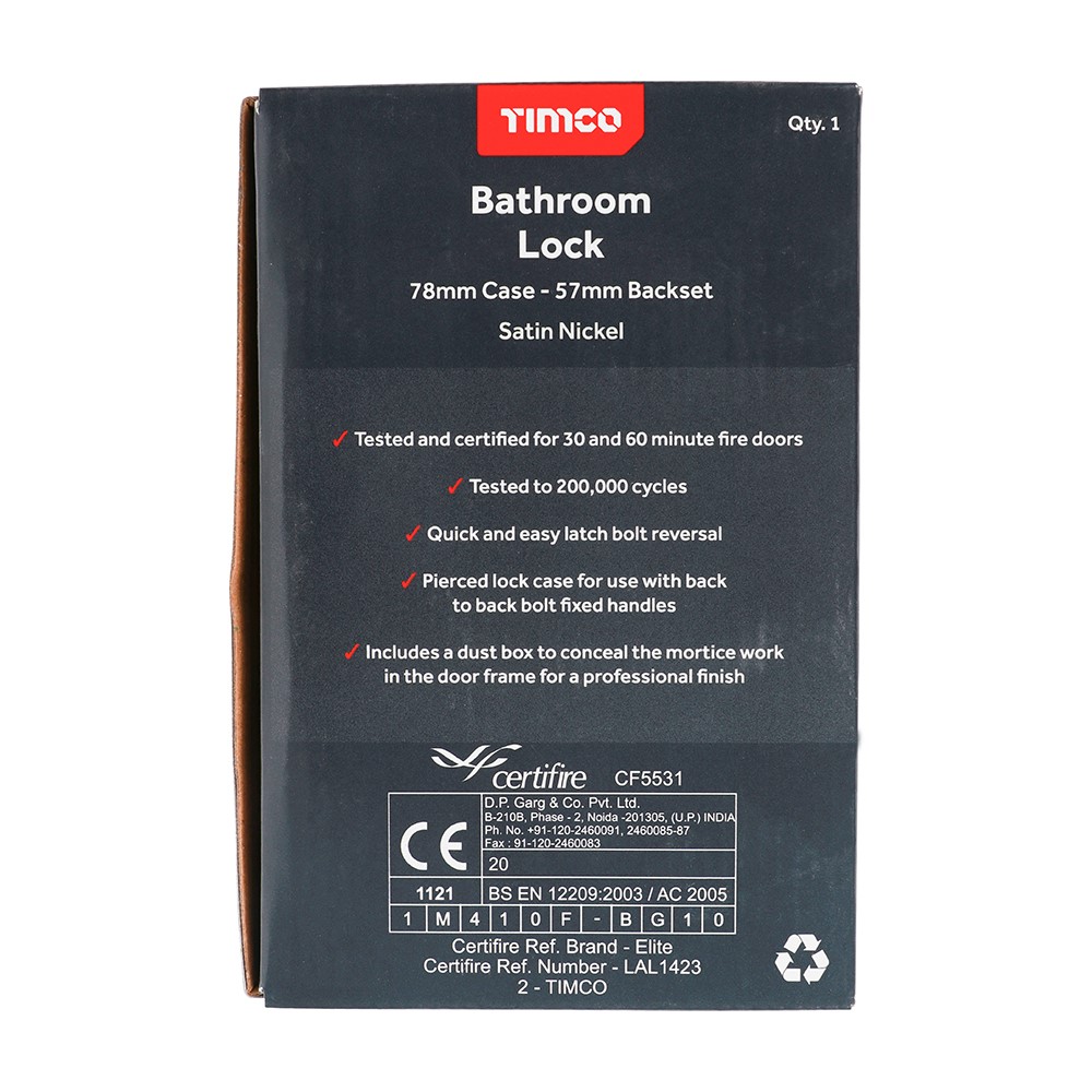 TIMCO Euro Sashlock - Satin Nickel 66mm Case / 45.5mm Backset
