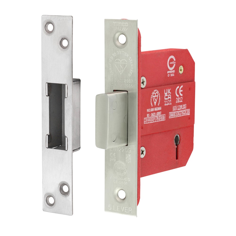 TIMCO 5 Lever BS CE Deadlock Satin Stainless Steel 78mm Case / 57mm Backset (1)