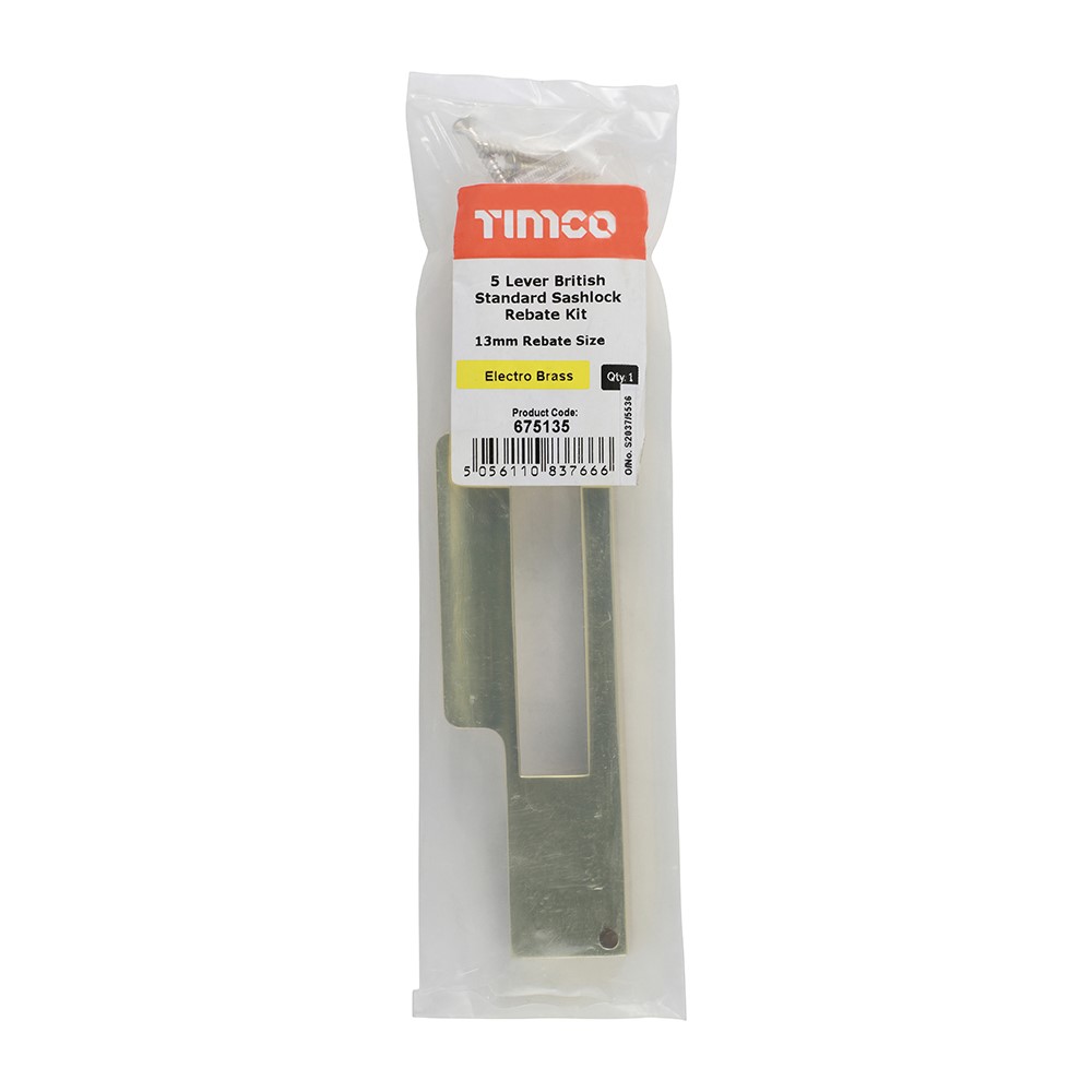 TIMCO 5 Lever British Standard Sashlock Rebate Kit - Electro Brass 13mm