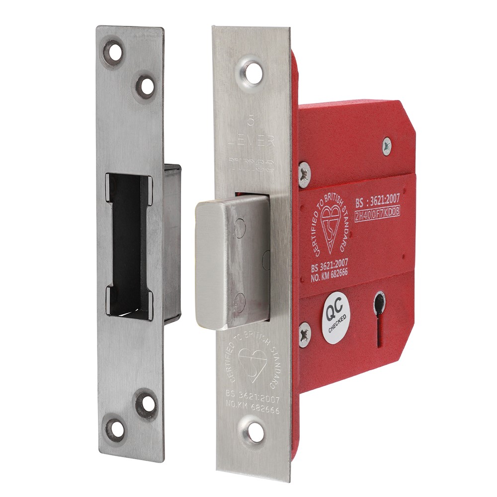 TIMCO 5 Lever British Standard Deadlock - Stainless Steel - Satin 78mm Case / 57mm Backset