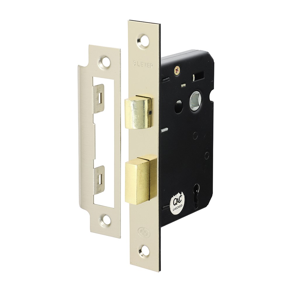 TIMCO 3 Lever Sashlock with Extra Long Keys - Satin Nickel 63mm Case / 45mm Backset