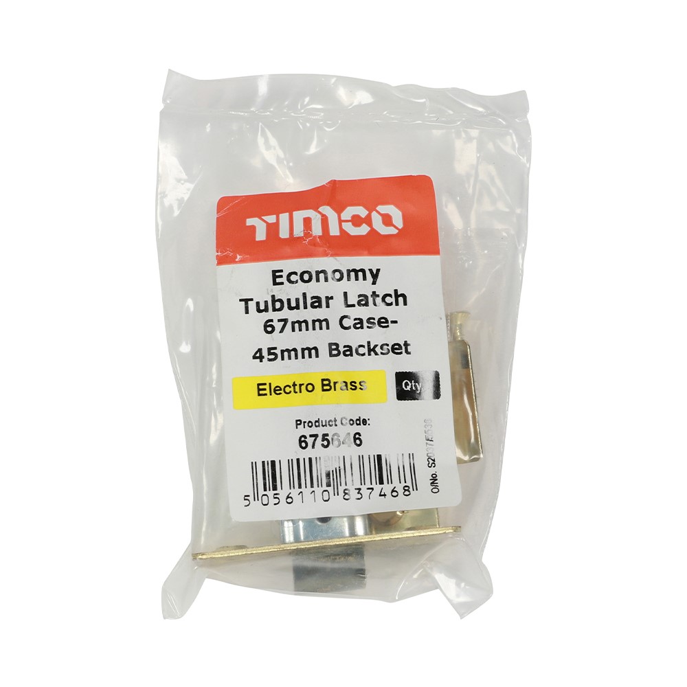 TIMCO Economy Tubular Latch - Electro Brass 67mm Case / 45mm Backset