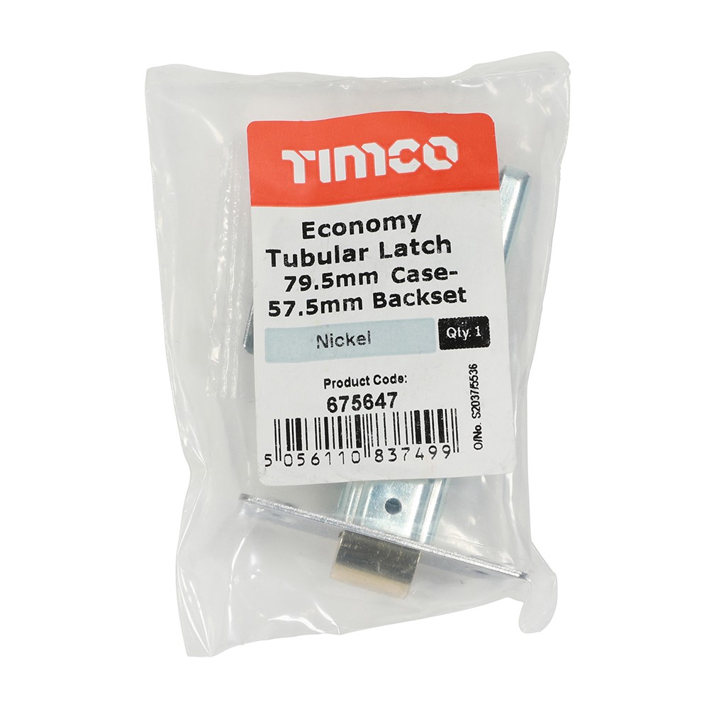 TIMCO Economy Tubular Latch - Nickel 79.5mm Case / 57.5mm Backset