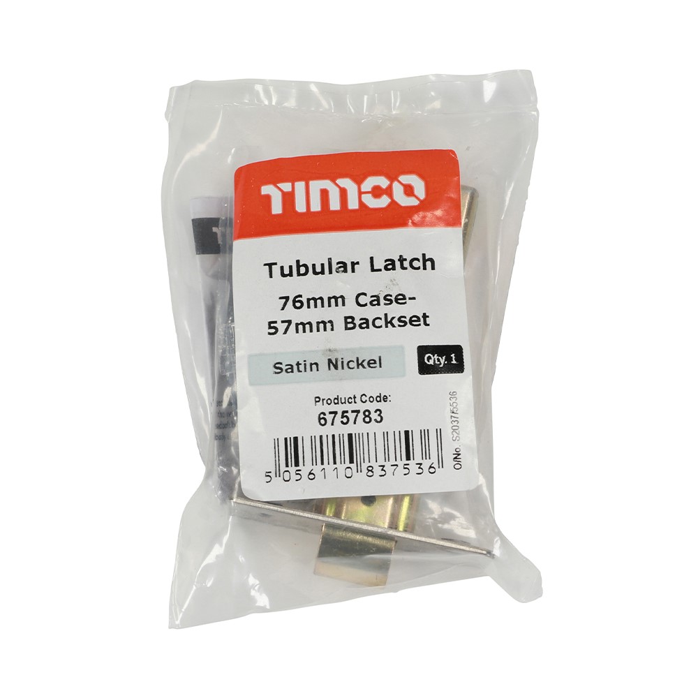 TIMCO Tubular Latch - Satin Nickel 76mm Case / 57mm Backset