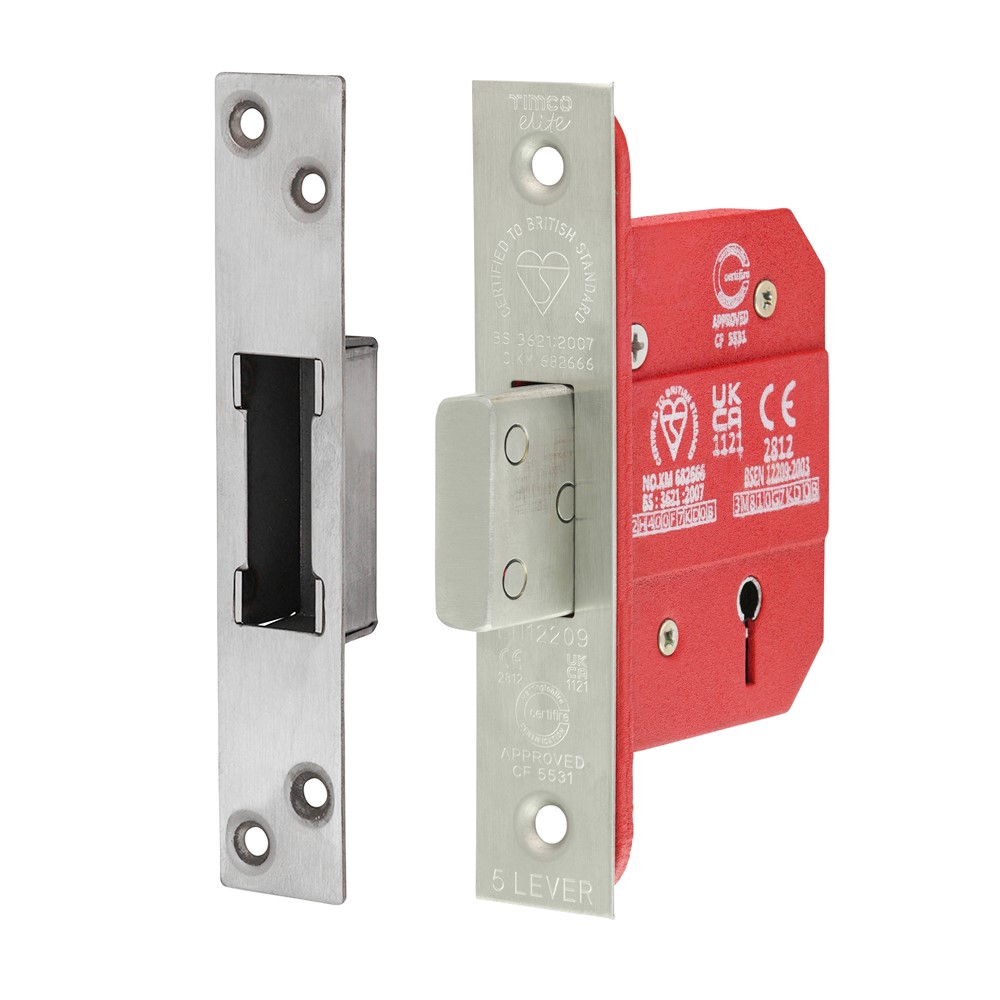 TIMCO 5 Lever BS CE Deadlock Satin Stainless Steel 66mm Case / 45mm Backset (1)
