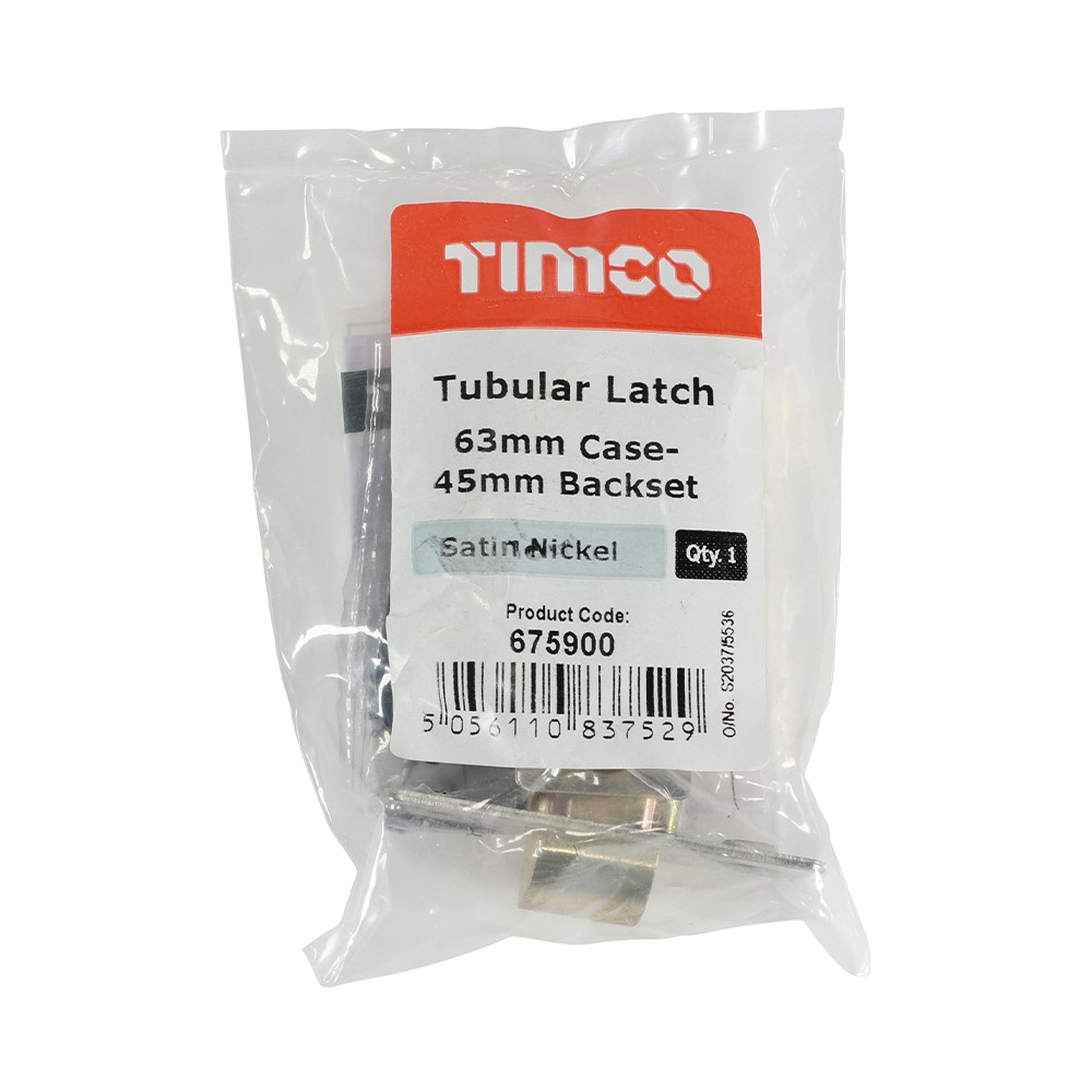 TIMCO Tubular Latch - Satin Nickel 67mm Case / 45mm Backset