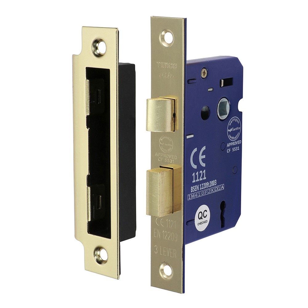 TIMCO 3 Lever Sashlock - Electro Brass 65mm Case / 45mm Backset