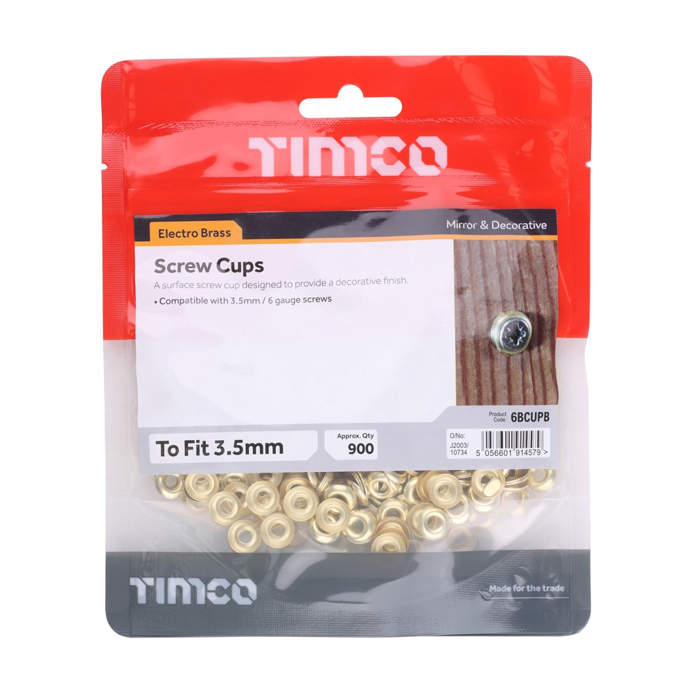 TIMCO Surface Cup Electro Brass to Fit 6g Screws (900 Pack)
