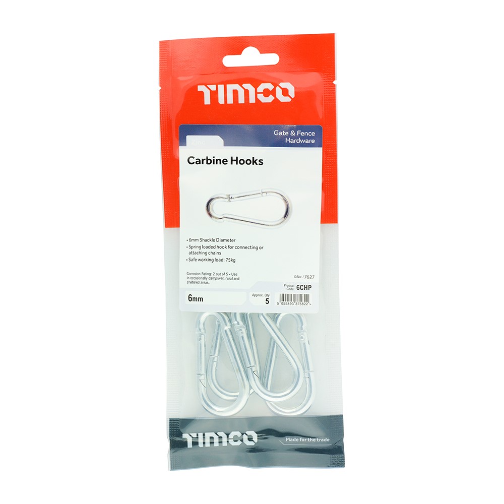 TIMCO Carbine Hooks - Zinc 6mm (5)