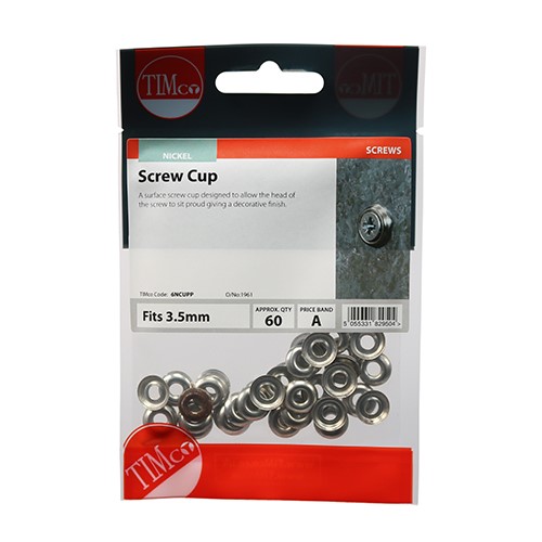 TIMCO Screw Cups - Nickel to Fit 6 Gauge Screws (60 Pack)