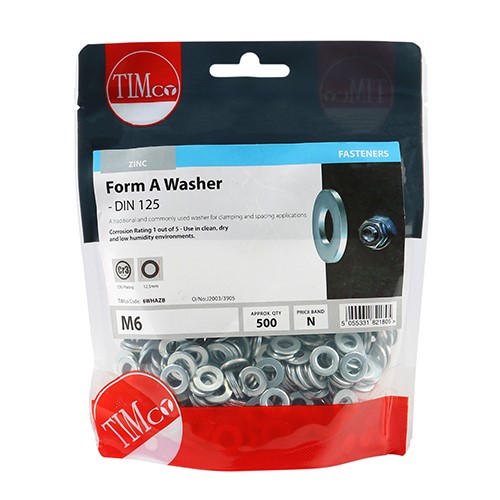 TIMCO Form A Washers - Zinc M6 (500)