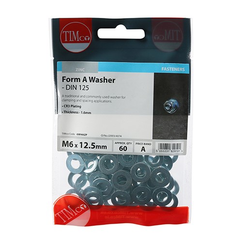 TIMCO Form A Washers - Zinc M6 (60 Pack)