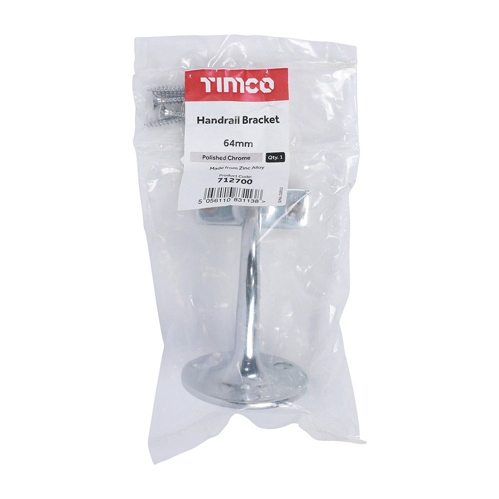 TIMCO Handrail Bracket - Polished Chrome 64mm