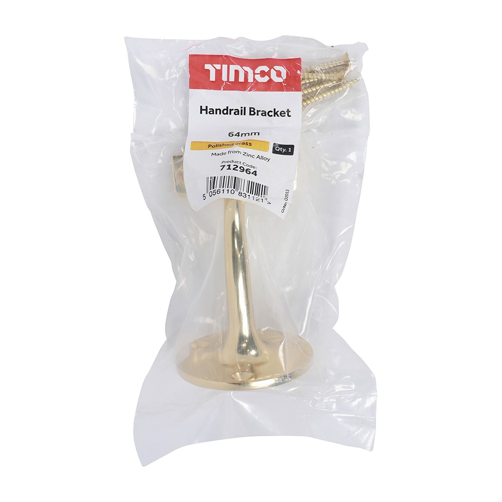 TIMCO Handrail Bracket - Electro Brass 64mm