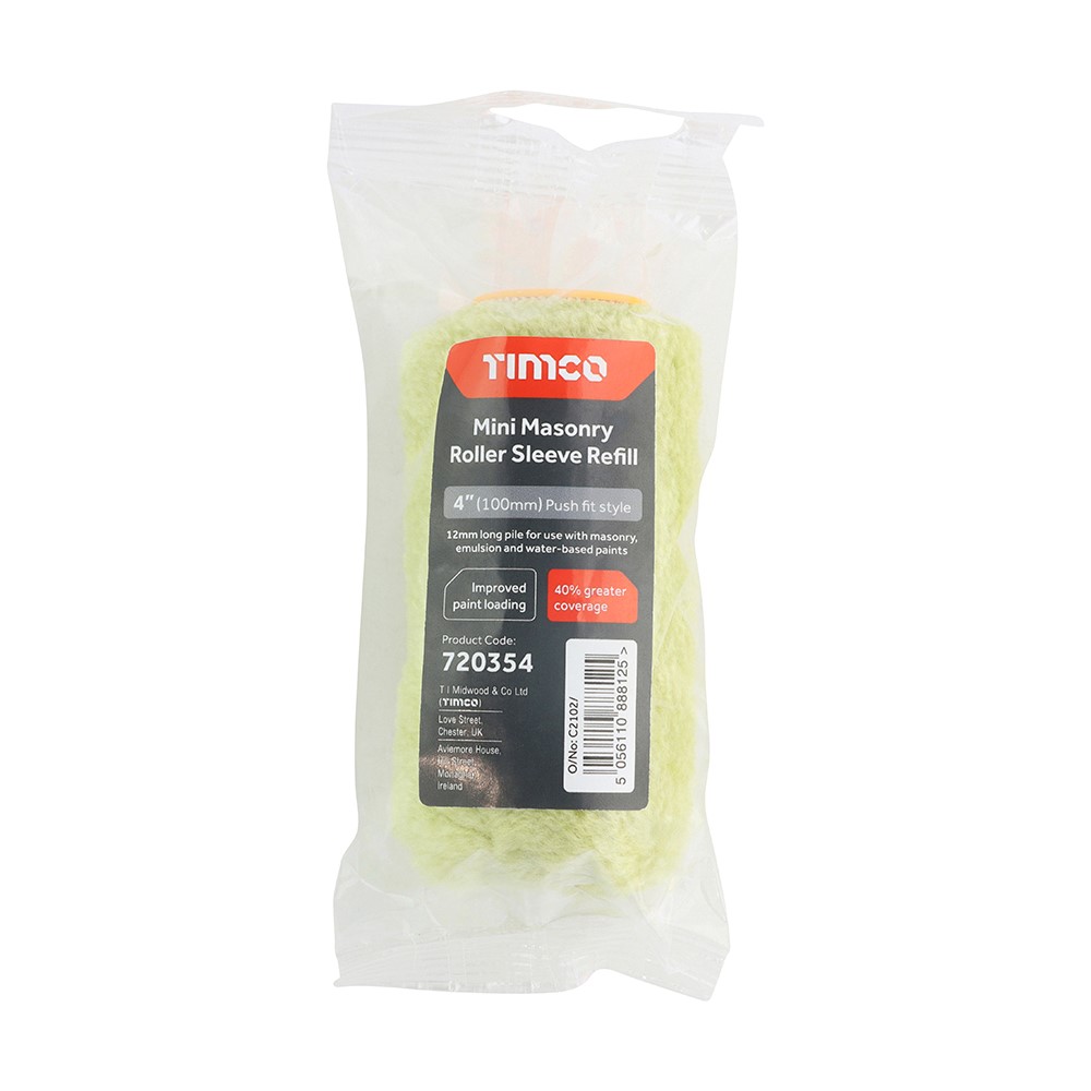 TIMCO Mini Masonry Roller Sleeve Refill 12mm 4