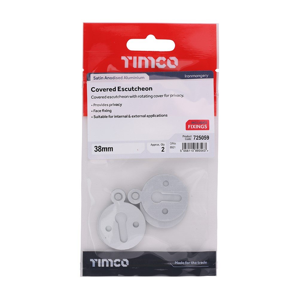TIMCO Covered Escutcheon - Satin Anodised Aluminium 38mm (2)