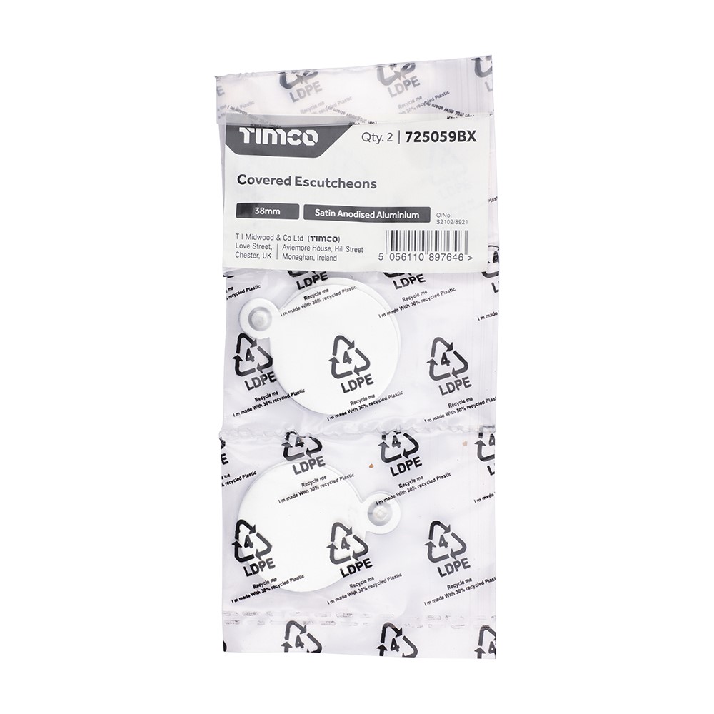TIMCO Covered Escutcheon - Satin Anodised Aluminium 38mm (2)