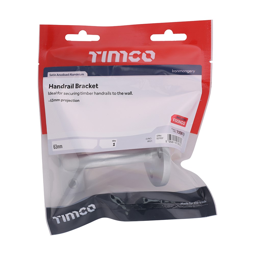 TIMCO Handrail Bracket - Satin Anodised Aluminium 63mm