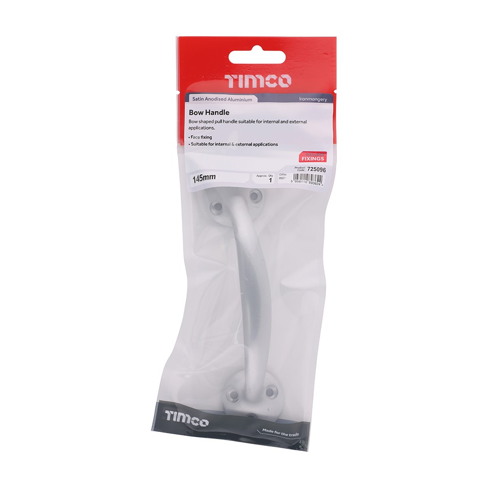 TIMCO Bow Handle - Satin Anodised Aluminium 145mm