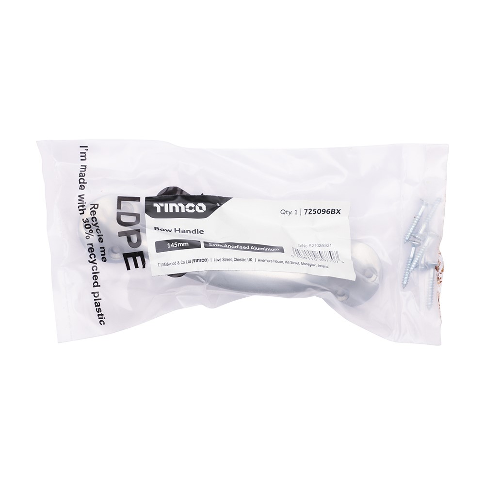 TIMCO Bow Handle - Satin Anodised Aluminium 145mm