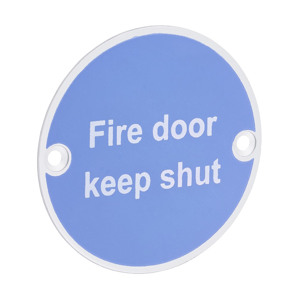TIMCO Fire Door Keep Shut Sign - Satin Anodised Aluminium 76mm