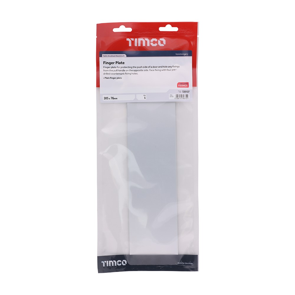 TIMCO Finger Plate - Satin Anodised Aluminium 305 x 76mm
