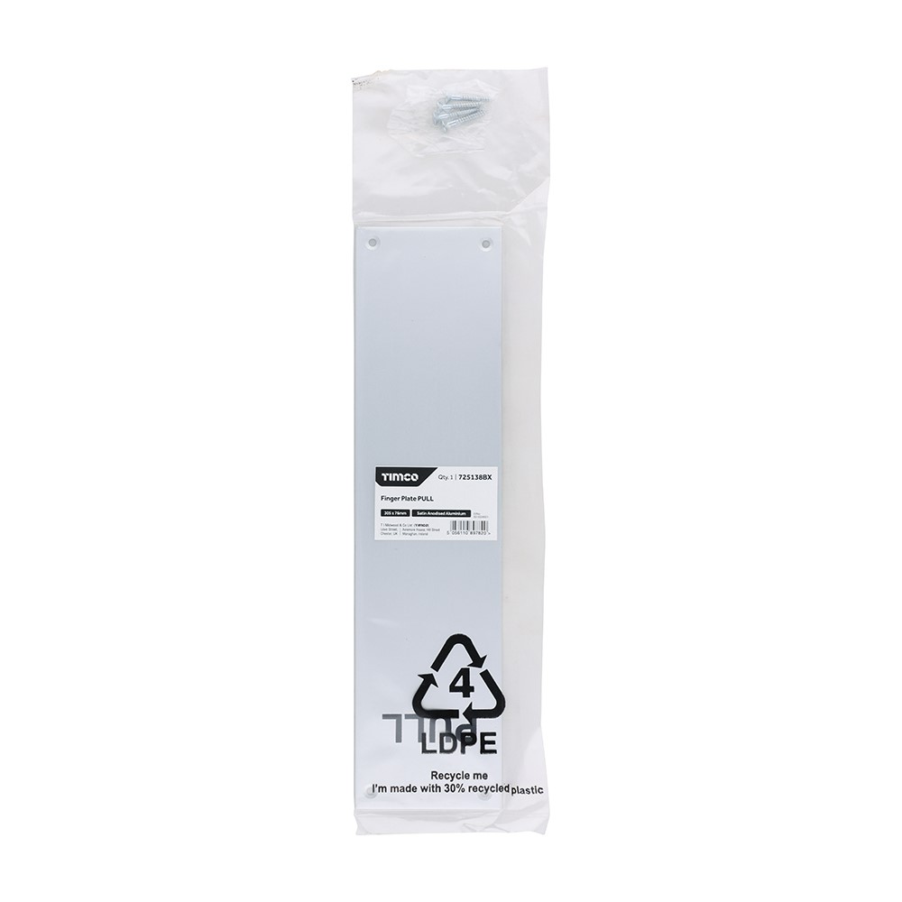 TIMCO Finger Plate PULL - Satin Anodised Aluminium 305 x 76mm