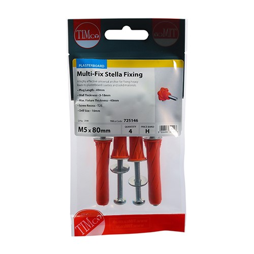 TIMCO Stella Fixings - TX - Pan - Red M5 x 80mm (4)