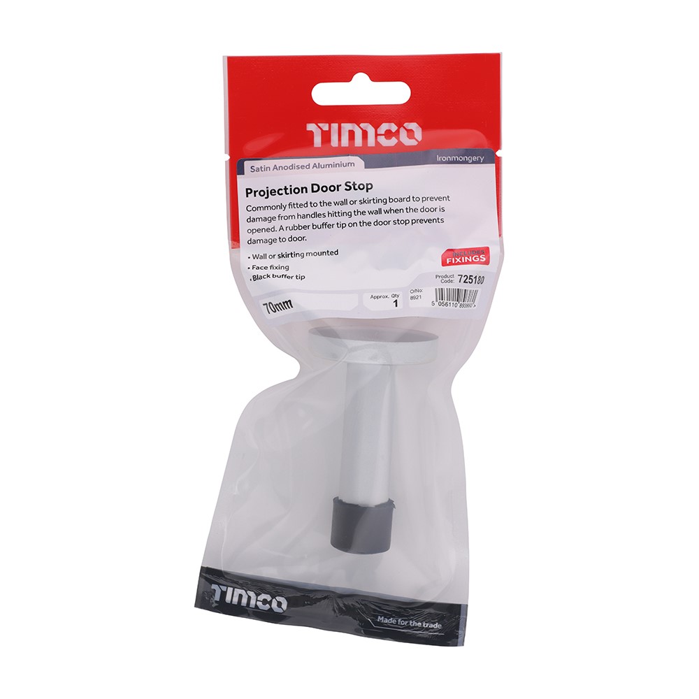 TIMCO Projection Door Stop - Satin Anodised Aluminium 70mm