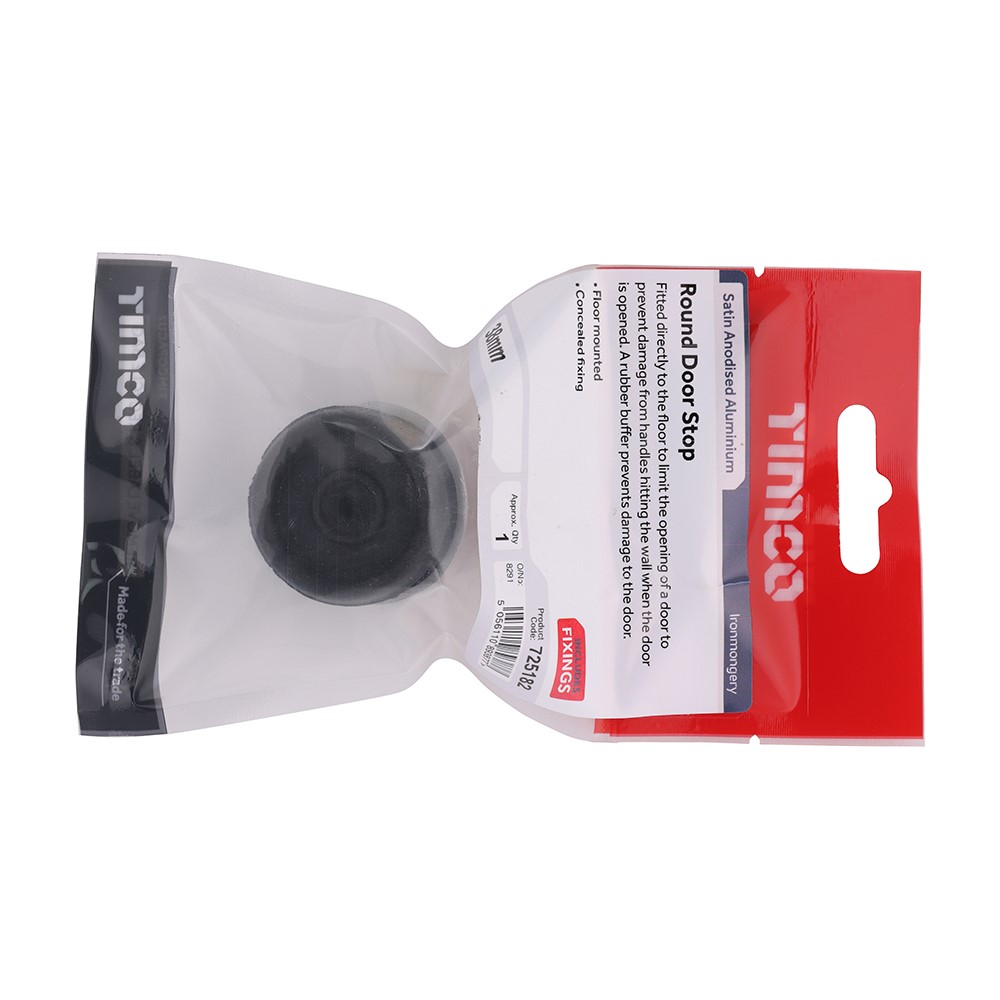 TIMCO Round Door Stop - Satin Anodised Aluminium 38mm