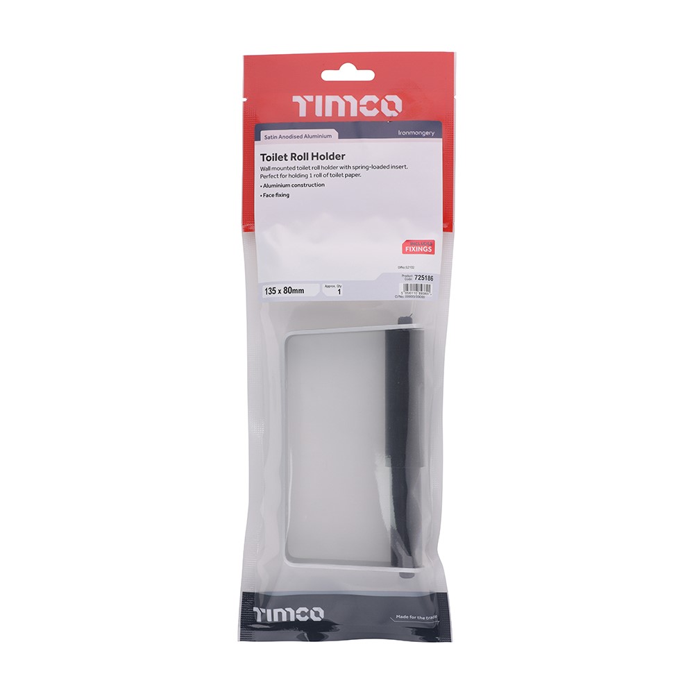 TIMCO Toilet Roll Holder - Satin Anodised Aluminium 135 x 80mm