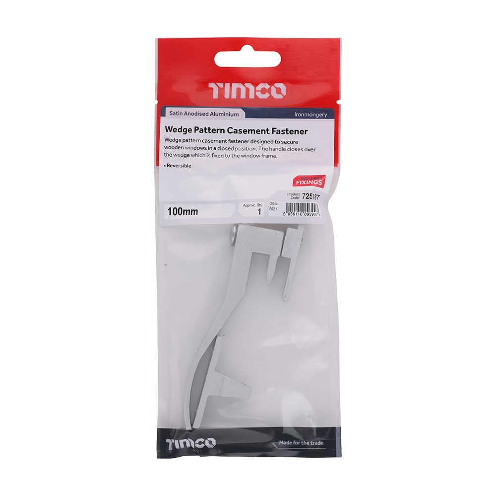 TIMCO Wedge Pattern Casement Fastener - Satin Anodised Aluminium 100mm