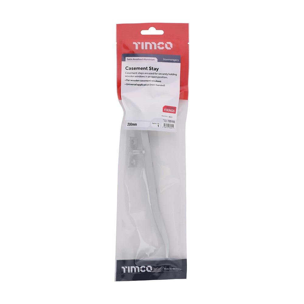 TIMCO Casement Stay - Satin Anodised Aluminium 200mm