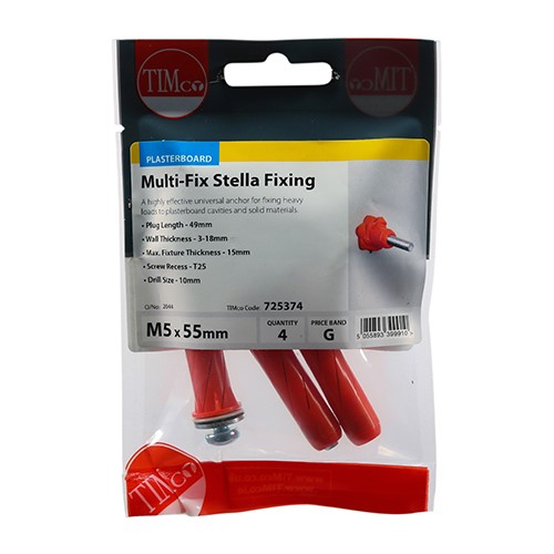 TIMCO Stella Fixings - TX - Pan - Red M5 x 55mm (4)