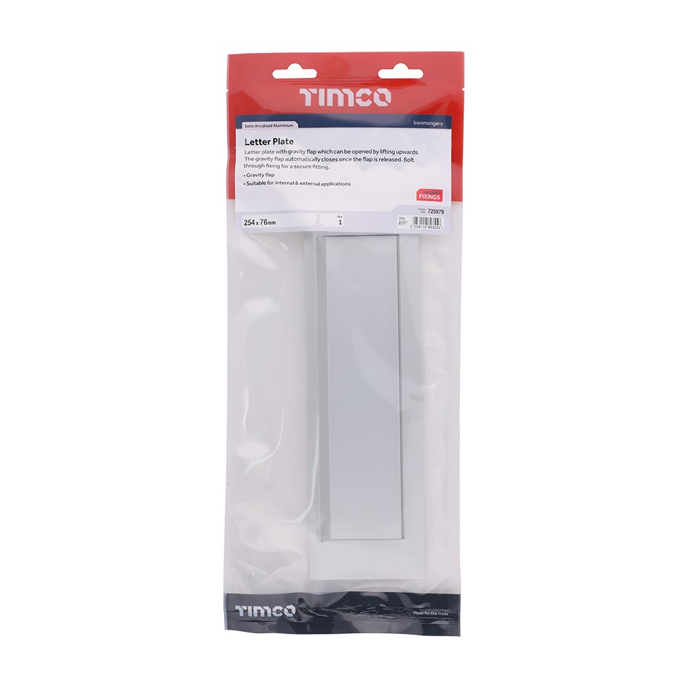 TIMCO Letter Plate - Satin Anodised Aluminium 254 x 76mm