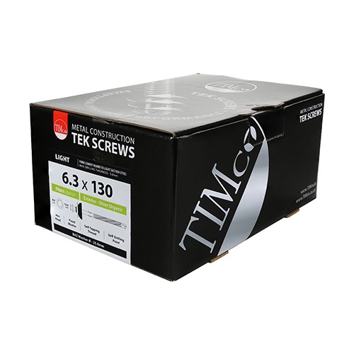 TIMCO Metal Construction Fibre Cement Board to Light Section Screws - Hex - Self-Drilling - Exterior - Silver Organic 6.3 x 130mm (50 Pack)