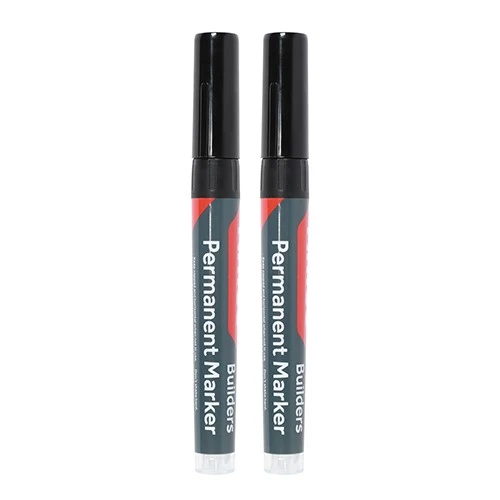 TIMCO Builders Permanent Markers - Fine Tip - Black Fine Tip (2 Pack)