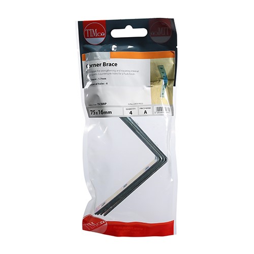 TIMCO Corner Braces - Zinc 75 x 75 x 16mm (4)