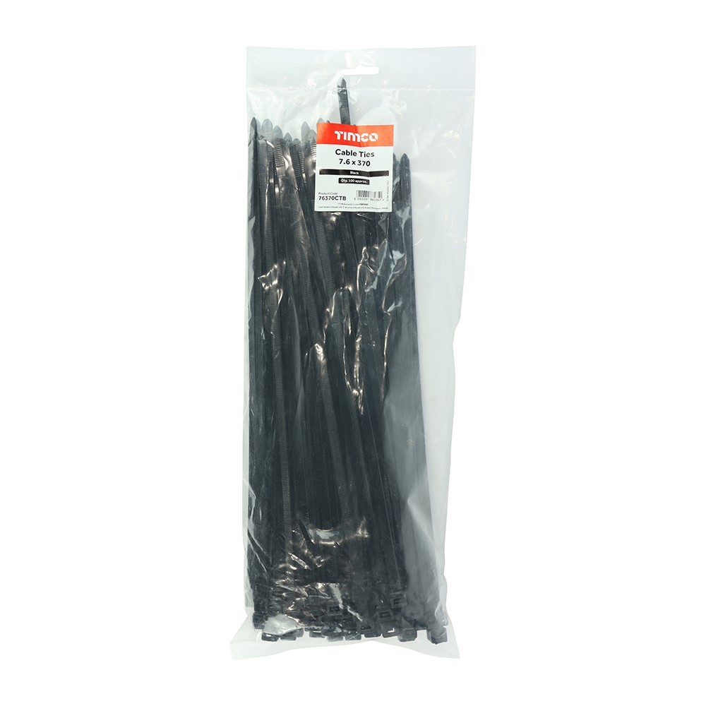 TIMCO Cable Ties - Black 7.6 x 370mm (100 Bag)