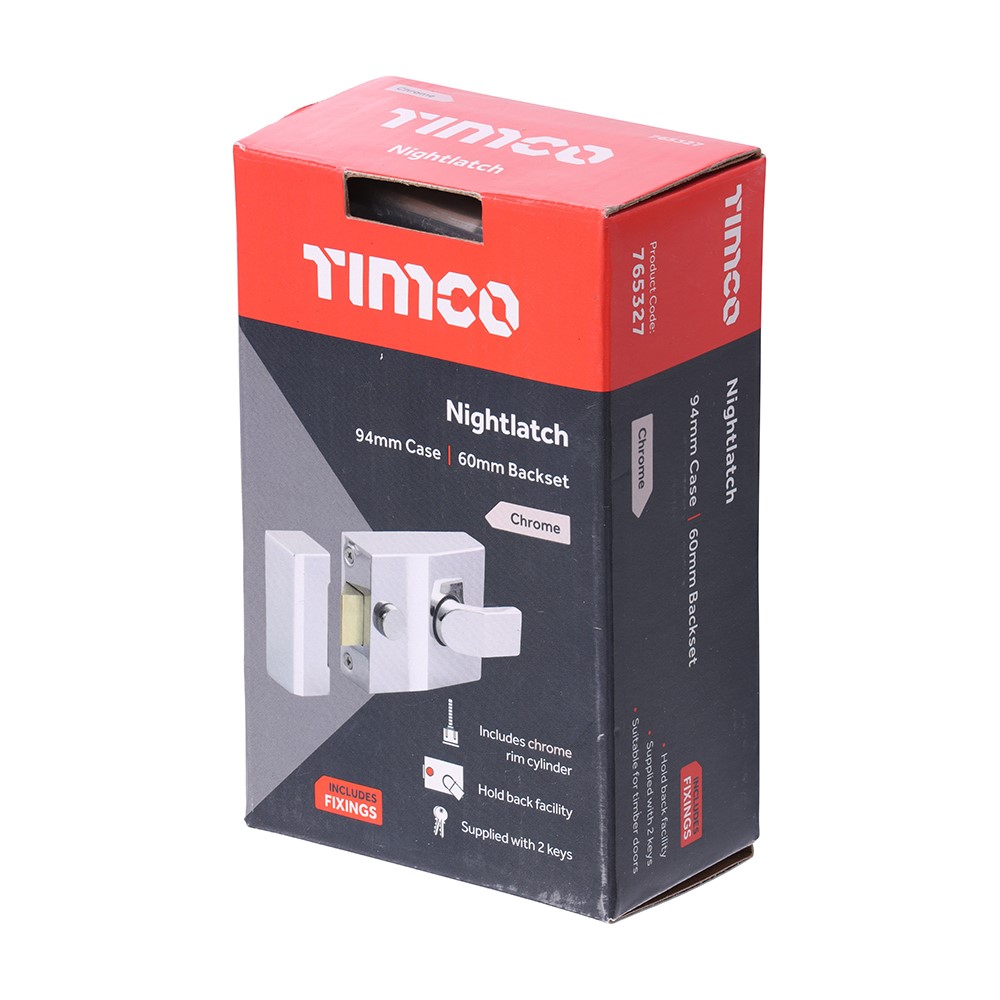 TIMCO Nightlatch Chrome 94mm Case / 60mm Backset (1)