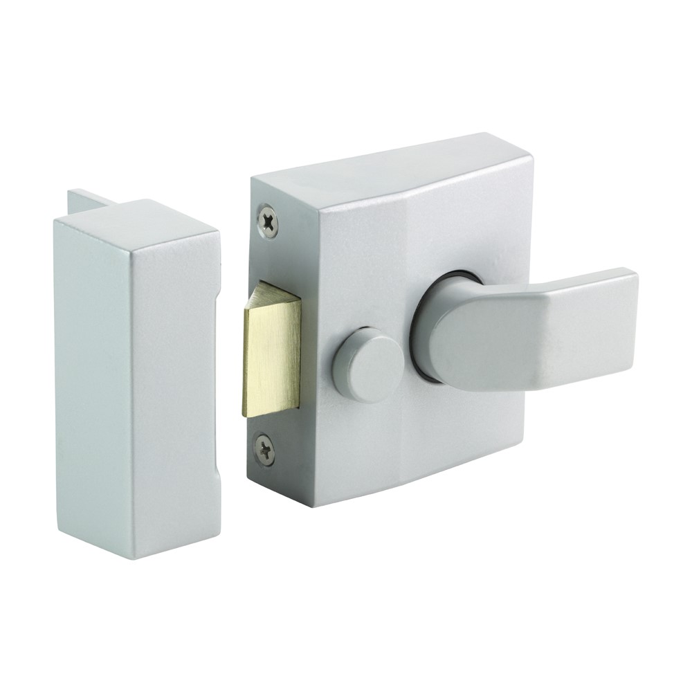 TIMCO Narrow Nightlatch Silver 68mm Case / 40mm Backset (1)