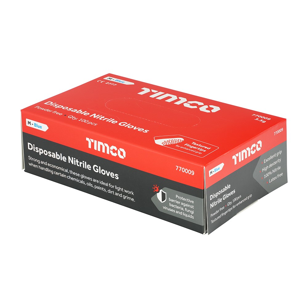 TIMCO Nitrile Gloves - Blue Medium (100 Pack)