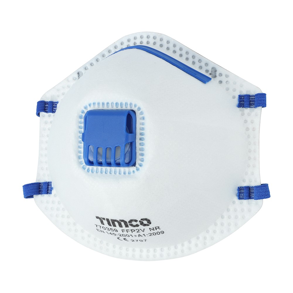 TIMCO FFP2 Moulded Masks with Valve One Size (3 Bag)