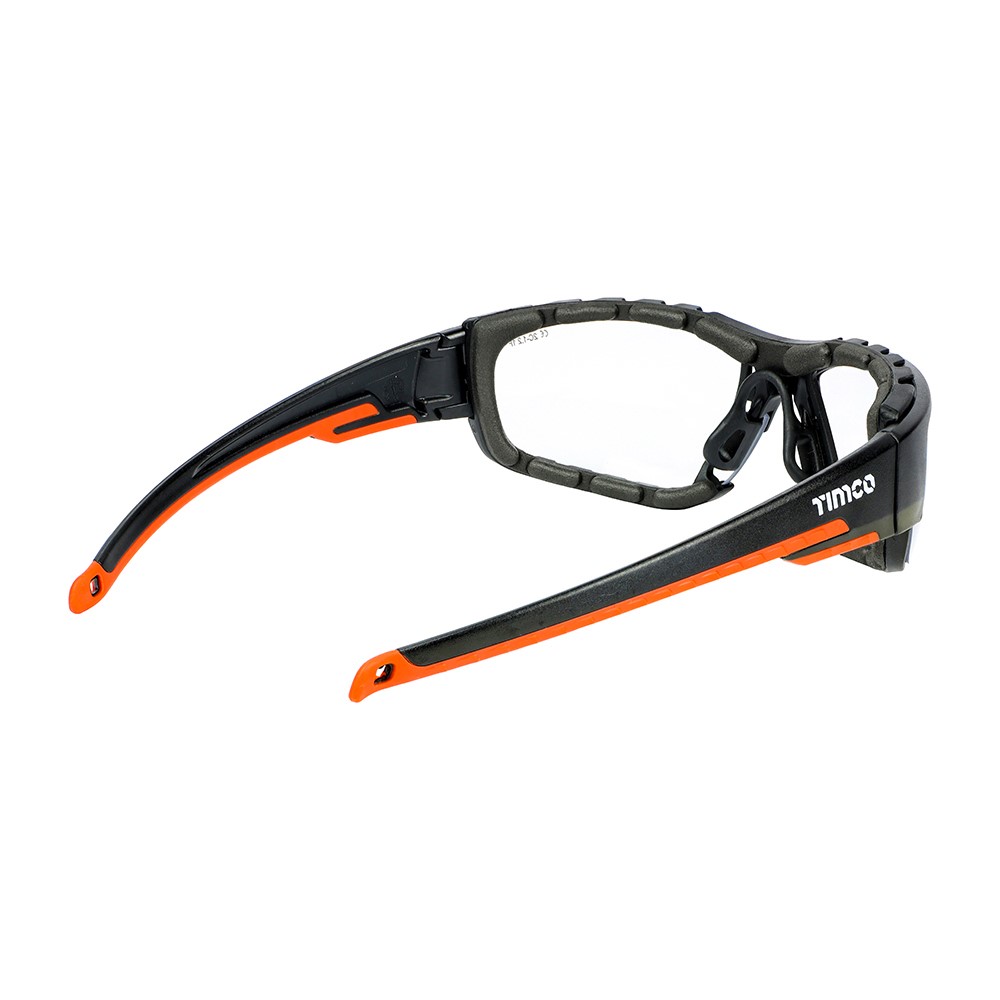 TIMCO Sports Style Safety Glasses - With Foam Dust Guard - Clear One Size